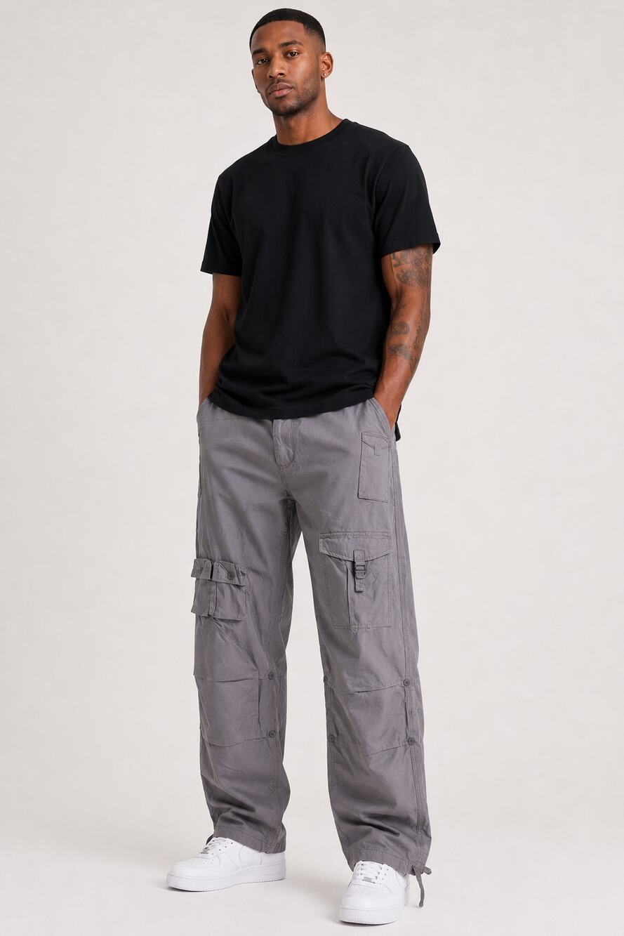 Sean John Cargo Pants Mens Size 40T Titanium Gray Pocket Drawstring Hem New Y2K